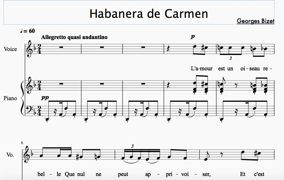 Habanera Carmen Piano Chant | Lalalapiano